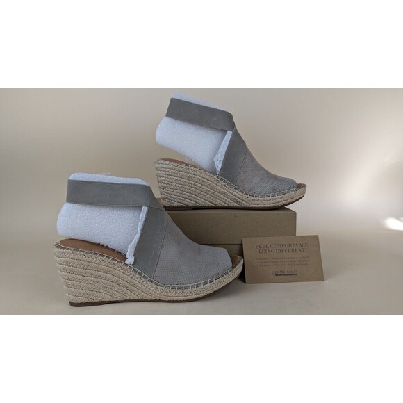 Gentle Souls Colleen Espadrille Sandals Women 10 Grey Suede Wedge Heels Shoe NWB - Picture 1 of 14